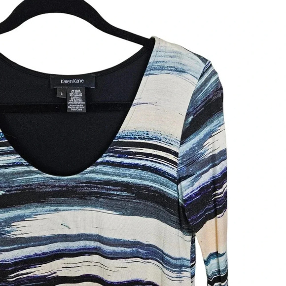 Karen Kane Multicolor Rayon Blend Scoop Neck Long Sleeve Knee Length Dress Small - Picture 3 of 10